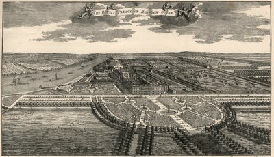 Mappa del dominio reale di Hampton Court, che mostra i viali nel parco come disposti da Guglielmo III da French School